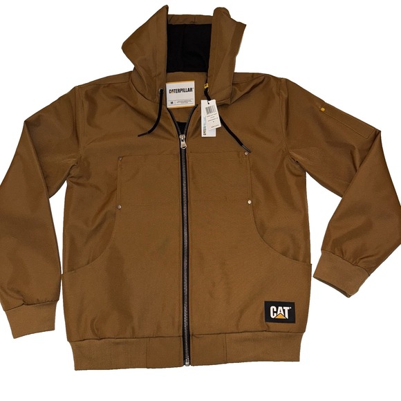 Caterpillar CAT Work Light Jacket Mens M Bronze Hooded NWT Full Zip Outdoor Wear - Picture 1 of 8